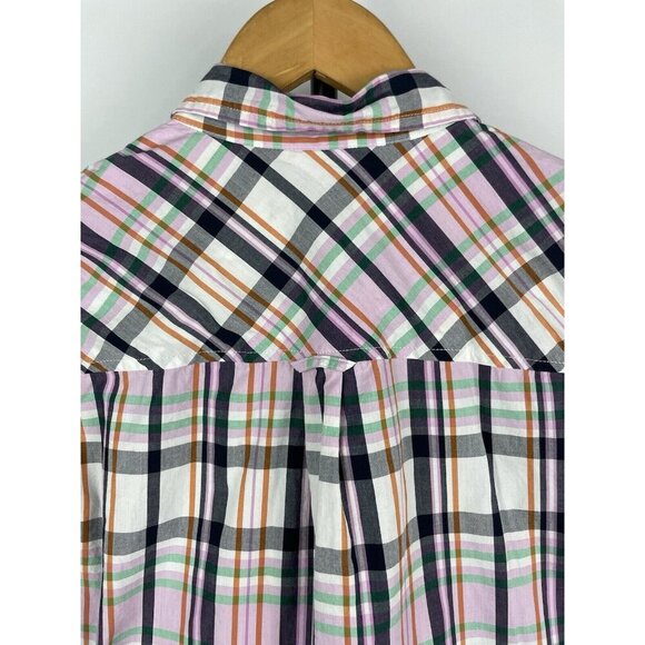 J. Crew Multicolor Plaid Classic Fit Long Sleeve Button Down Collared Top Size 2 - Picture 8 of 8